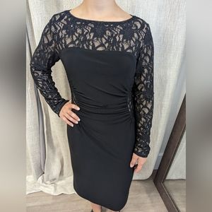 Lauren Ralph Lauren Size 6 Women's Lace Trimmed Black Dress